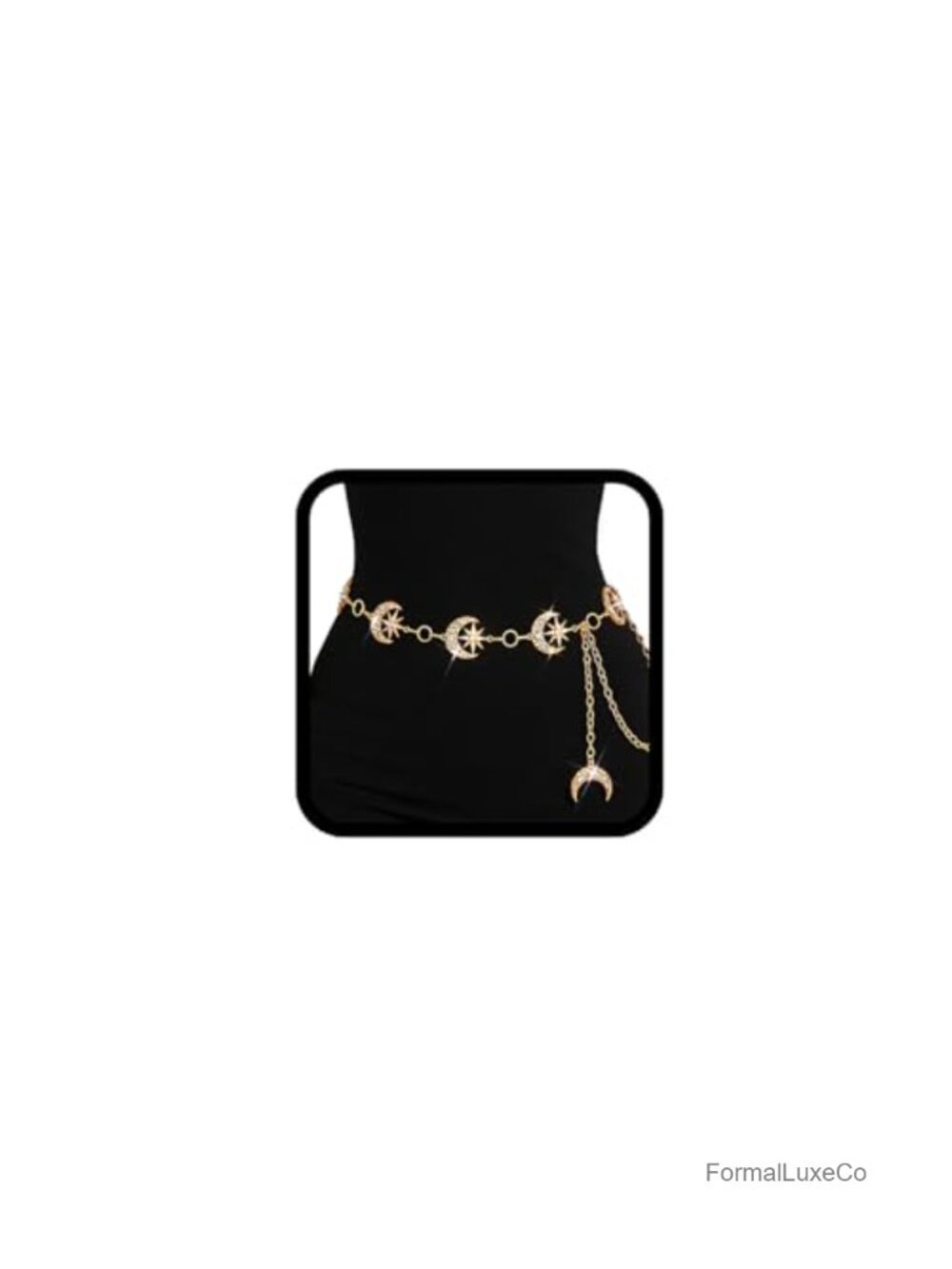 Rhinestone Moon Star Waist Chain Belt Adjustable Body Jewelry Dresses Party